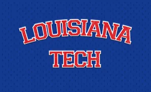 Louisiana Tech text on a blue textured background.