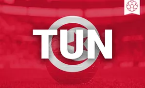 Tunisian flag on a globe with a soccer ball logo.