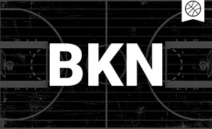 A black and white illustration of a basketball court with a basketball icon in the top right corner.