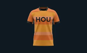 Orange and yellow striped jersey with 