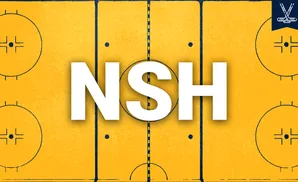 Hockey rink with a distressed, dark blue background and yellow markings.