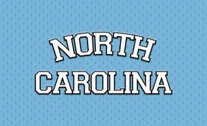 North Carolina text on a light blue patterned background.