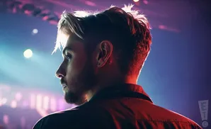 a close up rear view picture of dj habstrakt performing on stage 