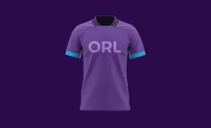 A purple soccer jersey with 
