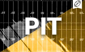 Football field markings with a split black and gold background and a football icon.