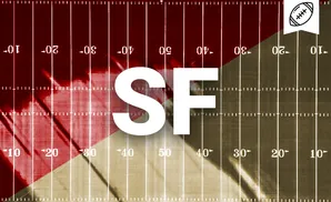 American football field with yard markers and a football graphic.