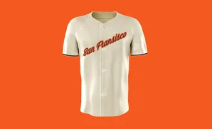 A cream-colored baseball jersey with 