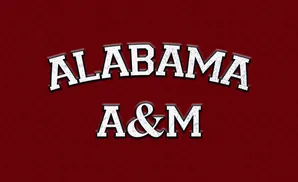 Alabama A&M logo on a maroon background.