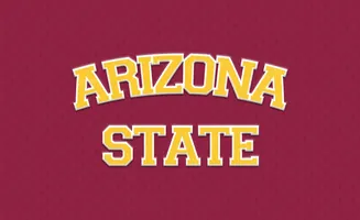 Arizona State text on a maroon, textured background.