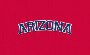 Arizona text logo on a red background.