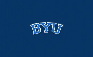 BYU logo on a blue textured background.