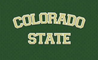 Colorado State text in gold and white on a green textured background.