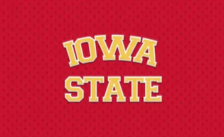 Iowa State text on a red, textured background.