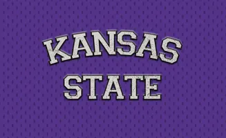 Kansas State text on a purple textured background.