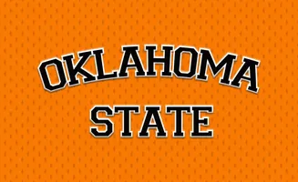 Oklahoma State text on an orange, textured background.