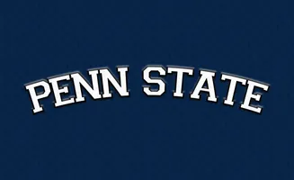 Penn State text in white with a dark blue, patterned background.