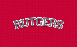 Rutgers text on a red textured background.