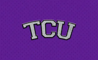 TCU letters on a purple textured background.