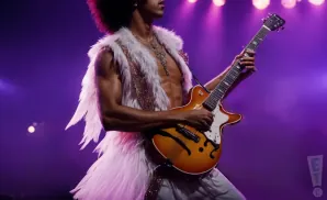 photograph of rock off - tribute to prince vs. bowie performing live on stage at an exciting tribute style concert