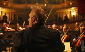 a rear view photo of jaime martin performing a concert on stage to a lively audience