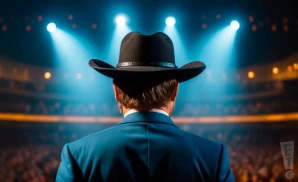 a rear view photo of the texas tenors performing a concert on stage to a lively audience