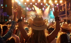 a country music fan enjoying country stampede from the crowd