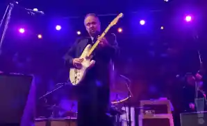 jimmie vaughan mid-electric guitar solo at the hamilton in washington, dc.