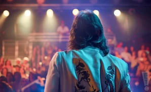 a rear view photo of marco antonio solis performing a concert on stage to a lively audience