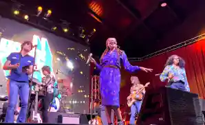 yacht rock revue performing live on stage shot of entire stage