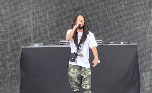 earl sweatshirt performing on the mainstage at forecastle festival in kentucky