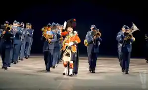 band playing on stage at royal nova scotia international tattoo 2022.