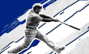 a dunedine blue jays baseball player midswing