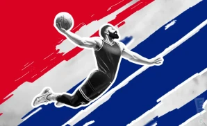 a philadelphia 76ers  basketball player jumping to dunk the ball in the net