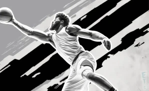 a san antonio spurs basketball player looks down the court with a basketball in his hand