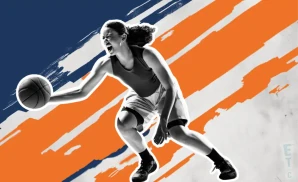 a connecticut sun wnba basketball player dribbling effusively