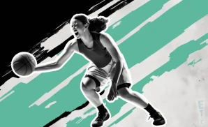 a new york liberty wnba basketball player dribbling effusively