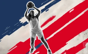 a washington mystics wnba player about to shoot the ball into the basket