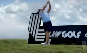golfer hitting the ball at liv golf 2023.