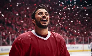 a picture of a arizona coyotes  fan watching a game of their favorite nhl team