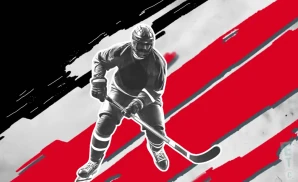 a carolina hurricanes hockey player about to hit the puck