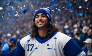 a picture of a tampa bay fan watching a game of their favorite nhl team