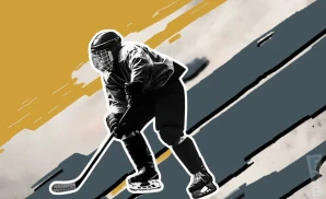 a vegas golden knights hockey player about to hit the puck