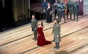 the cast of camelot at the vivian beaumont theater in new york.