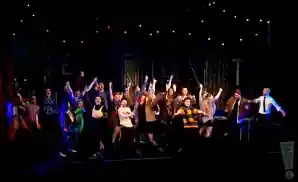 the cast of rent at curtain call at the tyne theatre & opera house.
