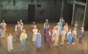 to kill a mockingbird play being performed on stage at the shubert theatre in new york city.