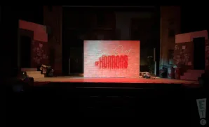 the stage for the little shop of horrors musical.