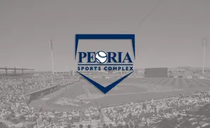 Peoria Sports Complex logo over a baseball stadium.