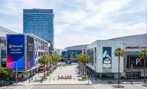 L.A. Live entertainment complex with Microsoft Square, Grammy Museum, and Peacock Theater.