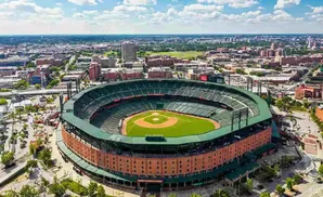 Aerial view of Oriole Park at Camden Yards, a baseball stadium in Baltimore.