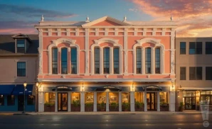 a cinematic ultra-realistic photograph of blue note napa in napa, california, captured at sunset.